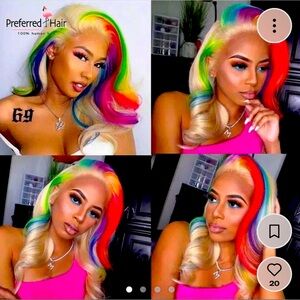 30” full frontal blonde and rainbow lace wig